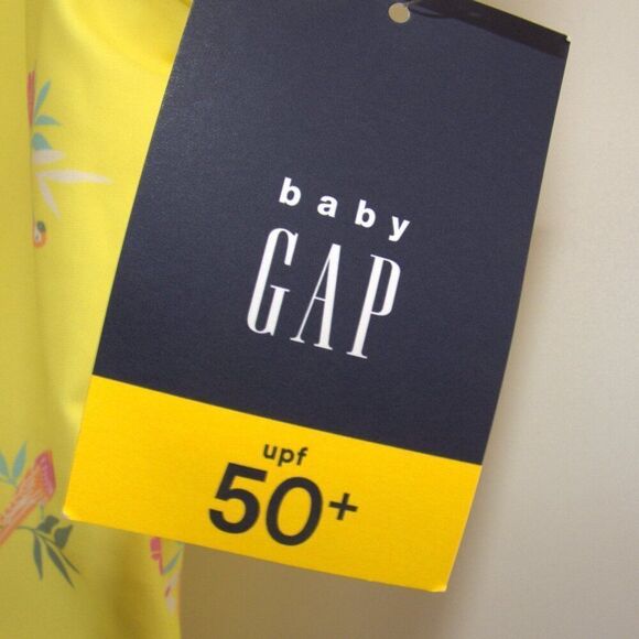 GAPFactory Bright Yellow One Piece Flutter Swimsuit Floral Parrot Print Size 5T - Picture 8 of 8